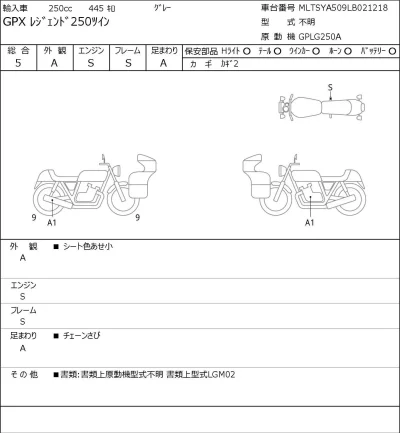 Other GPX LEGEND 250 TWIN лот № 7536 оценка 5  с аукциона в Японии 0