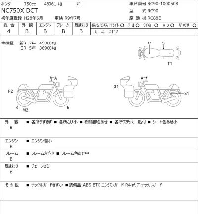 Honda NC750X DCT лот № 7559 оценка 4  с аукциона в Японии 0