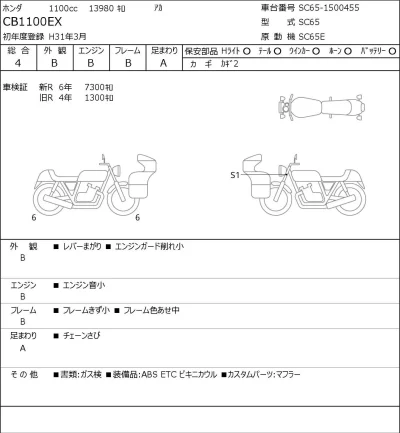Honda CB1100EX лот № 8562 оценка 4  с аукциона в Японии 0