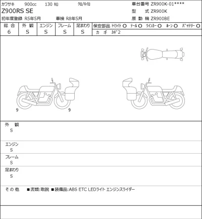 Kawasaki Z900RS SE лот № 7580 оценка 6  с аукциона в Японии 0