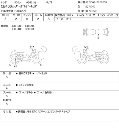Honda CB400SFV-4 BOLDOR лот № 7595 оценка 5  с аукциона в Японии 0