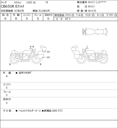Honda CB650R E CLUTCH лот № 7090 оценка 6  с аукциона в Японии 0