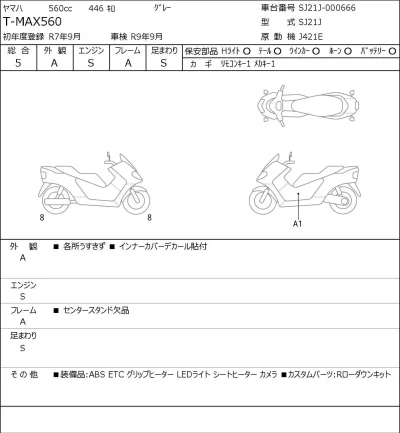 Yamaha T-MAX560 лот № 5412 оценка 5  с аукциона в Японии 0