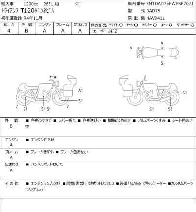 Triumph  T120 BONNEVILLE лот № 5604 оценка 4  с аукциона в Японии 0