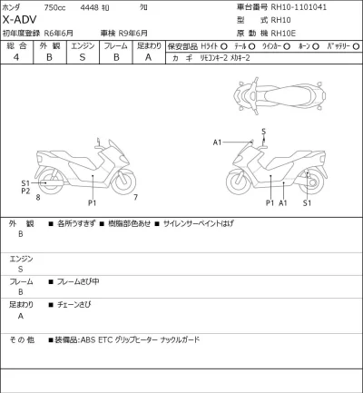 Honda X-ADV лот № 8068 оценка 4  с аукциона в Японии 0