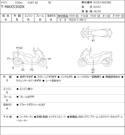 Yamaha T-MAX530DX лот № 5207 оценка 4  с аукциона в Японии 0
