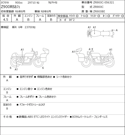 Kawasaki Z900RSKAFE лот № 5228 оценка 4.5  с аукциона в Японии 0