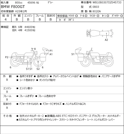 BMW  F800GT лот № 5212 оценка 4  с аукциона в Японии 0