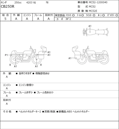Honda CB250R лот № 8418 оценка 5  с аукциона в Японии 0