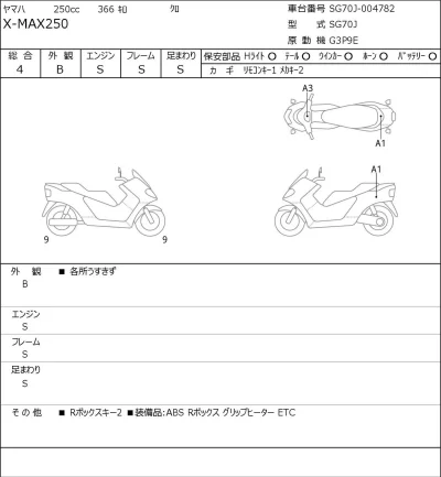 Yamaha X-MAX250 лот № 1683 оценка 4  с аукциона в Японии 0