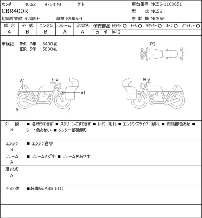 Honda CBR400R лот № 8553 оценка 4  с аукциона в Японии 0