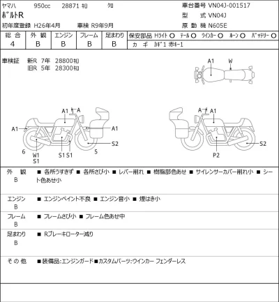 Yamaha BOLTR лот № 7562 оценка 4  с аукциона в Японии 0