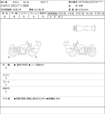 Triumph  SCRAMBLER лот № 8573 оценка 6  с аукциона в Японии 0