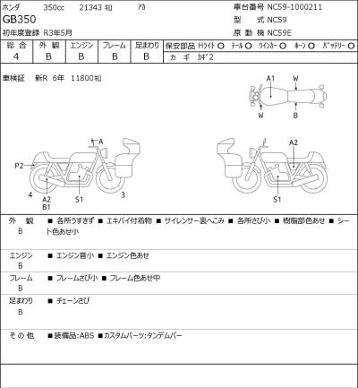 Honda GB350 лот № 7576 оценка 4  с аукциона в Японии 0