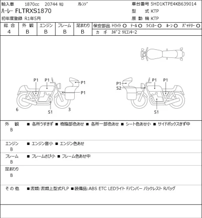 Harley-Davidson HARLEY FLTRXS1870 лот № 5285 оценка 4  с аукциона в Японии 0