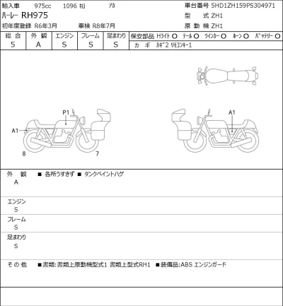Harley-Davidson HARLEY RH975 лот № 7353 оценка 5  с аукциона в Японии 0