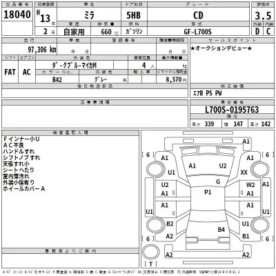 Daihatsu MIRA  с аукциона в Японии