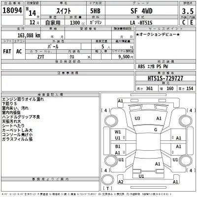 Suzuki SWIFT  с аукциона в Японии