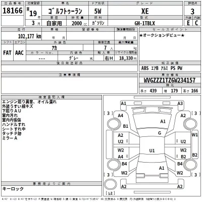 Volkswagen GOLF TOURAN  с аукциона в Японии