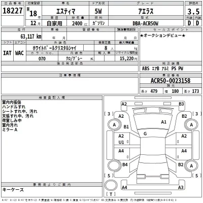 Toyota ESTIMA  с аукциона в Японии
