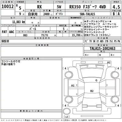 Lexus RX  с аукциона в Японии