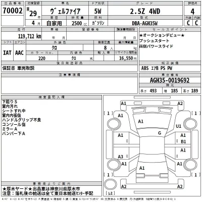 Toyota VELLFIRE  с аукциона в Японии