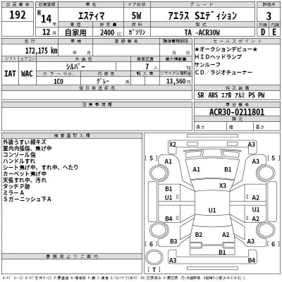 Toyota ESTIMA  с аукциона в Японии