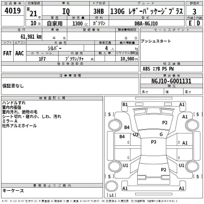 Toyota IQ  с аукциона в Японии