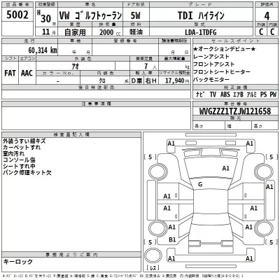 Volkswagen GOLF TOURAN  с аукциона в Японии