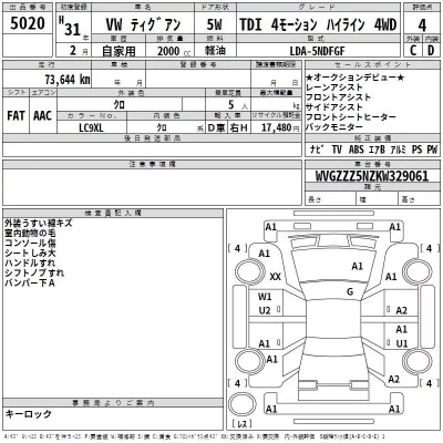 Volkswagen TIGUAN  с аукциона в Японии
