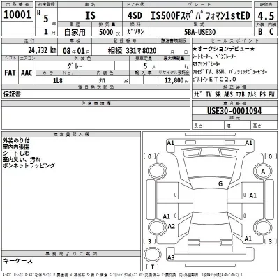 Lexus IS  с аукциона в Японии