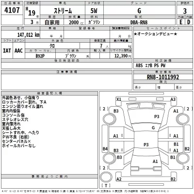 Honda STREAM  с аукциона в Японии
