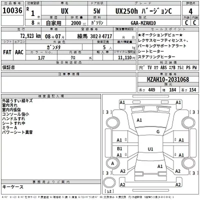 Lexus UX  с аукциона в Японии