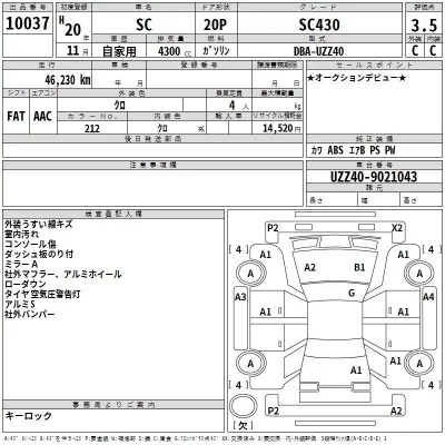 Lexus SC  с аукциона в Японии