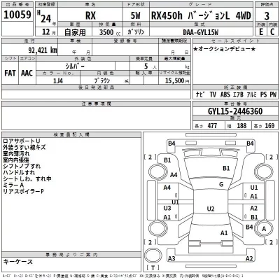 Lexus RX  с аукциона в Японии