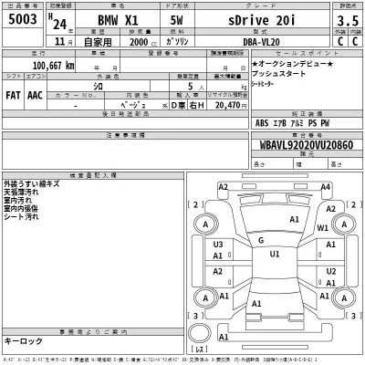 BMW X1  с аукциона в Японии