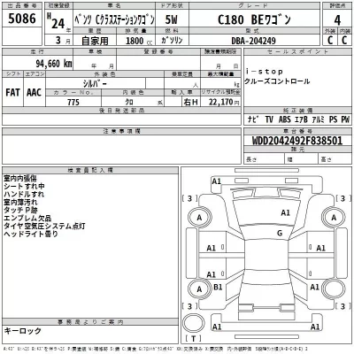 Mercedes-Benz C CLASS WAGON  с аукциона в Японии