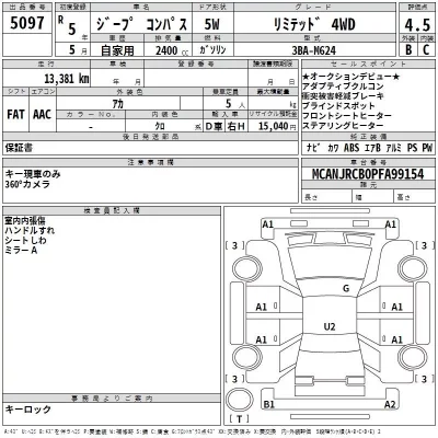 Chrysler JEEP COMPASS  с аукциона в Японии