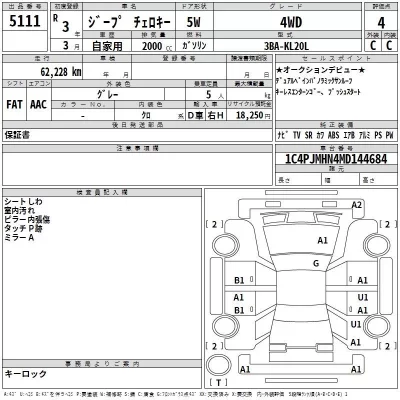 Chrysler JEEP CHEROKEE  с аукциона в Японии