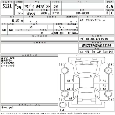 Audi A4  с аукциона в Японии