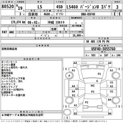 Lexus LS  с аукциона в Японии