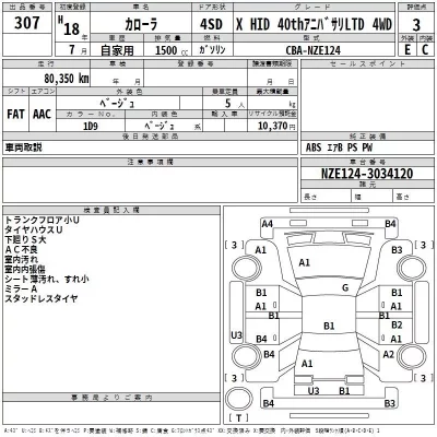 Toyota COROLLA  с аукциона в Японии