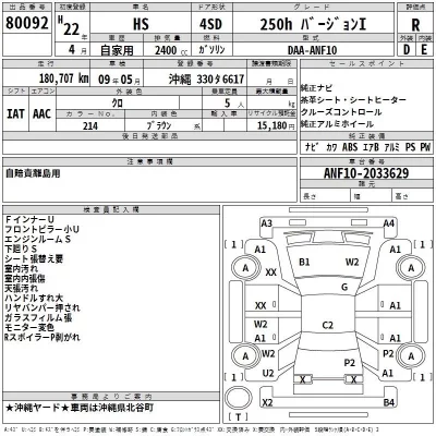 Lexus HS  с аукциона в Японии