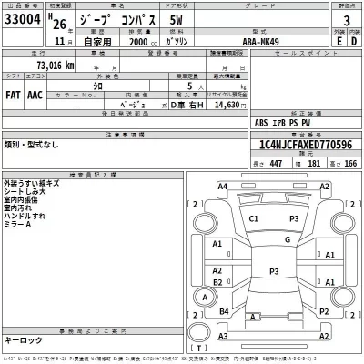 Chrysler JEEP COMPASS  с аукциона в Японии