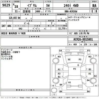 Toyota IPSUM  с аукциона в Японии