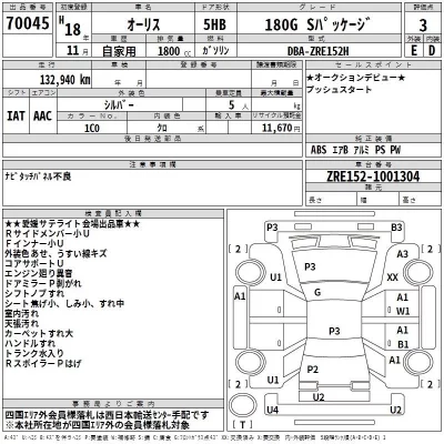 Toyota AURIS  с аукциона в Японии
