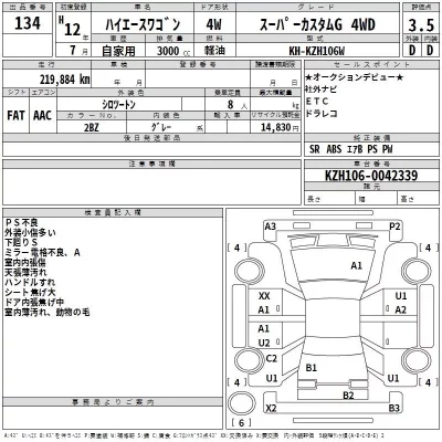 Toyota HIACE  с аукциона в Японии
