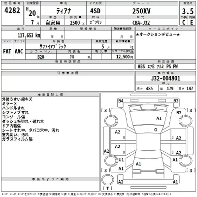 Nissan TEANA  с аукциона в Японии