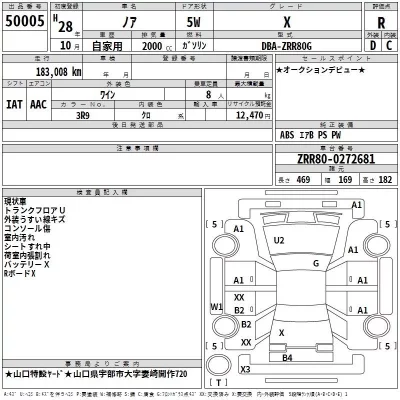 Toyota NOAH  с аукциона в Японии