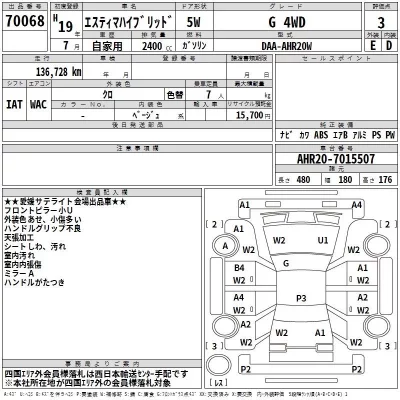Toyota ESTIMA HYBRID  с аукциона в Японии
